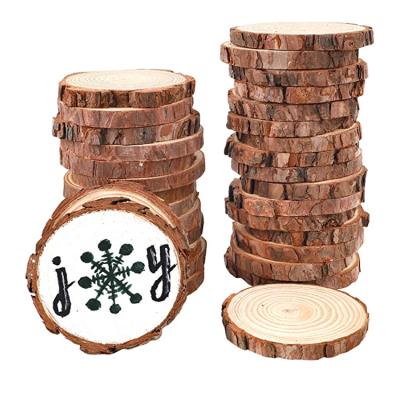 China Traditional Wholesale Popular Home Wooden Craft Round Dish Coasters Decorations 3.5-4 Inch Pine Wood Slice for sale