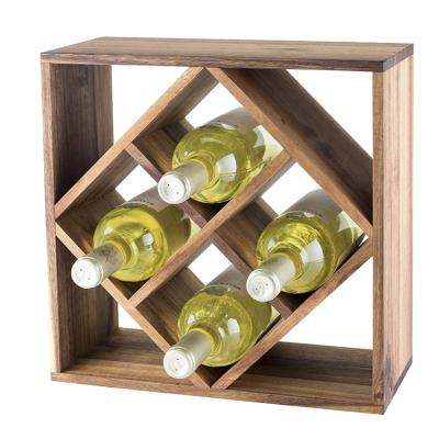 China Factory Supply Minimalist 8 Bottle Storage Rack Wine Storage Cube Solid Wood Wooden Wine Rack for sale