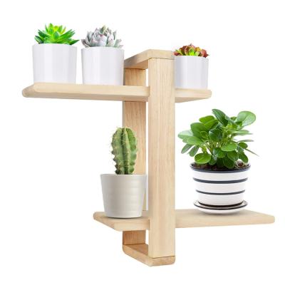 China New Custom Natural Wood Wall Storage Design Adjustable Floating Shift Display Stand for sale