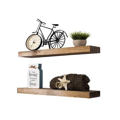 China Factory direct wooden storage set of 2 living room bedroom decor wall mounted floating shelves for sale