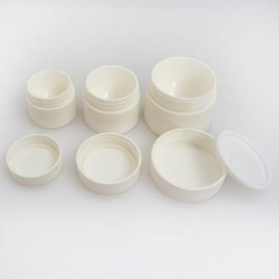 China 30g Round Shape Recyclable Luxury Opal PP White Frosted Plastic Skin Care Cream Jar For Cosmetic Packaging for sale