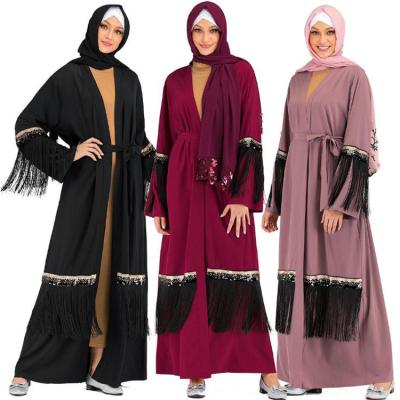 China Islamic Clothing Z92 Latest Fashion Design Sequins Turkish Tassel Abaya for sale