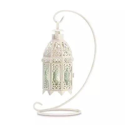 China Moroccan style geometric colored glass lanterns candle lantern holder in home decor for sale