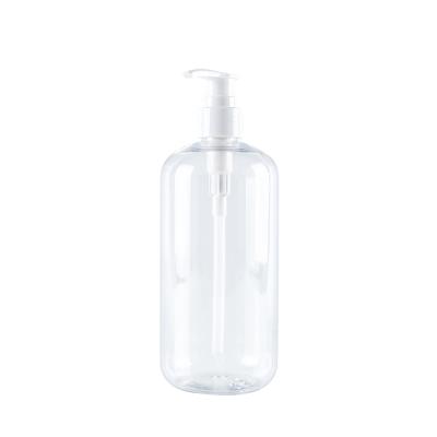 China 250ml 500ml 1000ml clear PET plastic shampoo containers packaging clear shampoo bottles with white black pump dispenser for sale