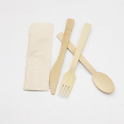 China 17cm Disposable Bamboo Cutlery Set Eco-Friendly 100% Natural Knife Spoon Fork Cutlery Set for sale