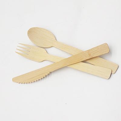 China Eco Friendly Commercially Compostable Disposable Spoon Knife Eco Bamboo Fork Cutlery Set For Fast Food Using for sale