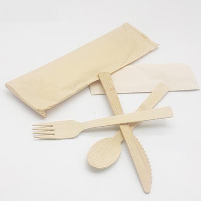 China Eco-friendly biodegradable wholesale hot sale natural bamboo disposable cutlery set for sale