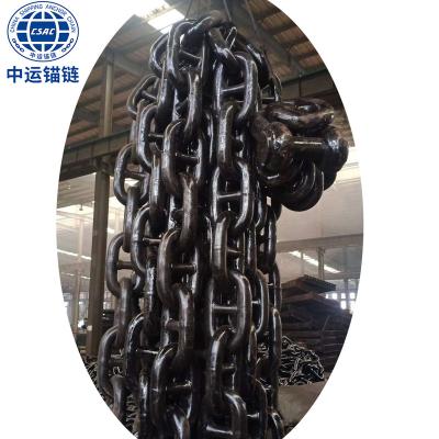 China Cast Steel 64MM Jiangsu Grade 3 Black U3 Bitumen Anchor Chain LR Certificate for sale