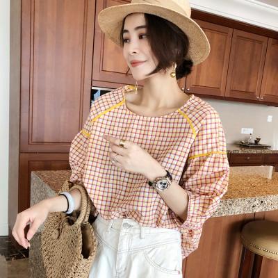 China Anti-Pilling Women's Short Sleeve Plaid Shirt With Large Plaid Shirt for sale