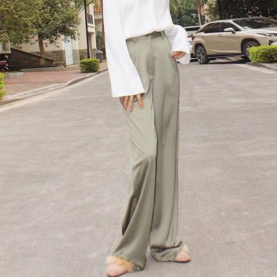 China 2021 New Anti-wrinkle spring soft straight leg floor length pants casual high waist wide leg pants women for sale