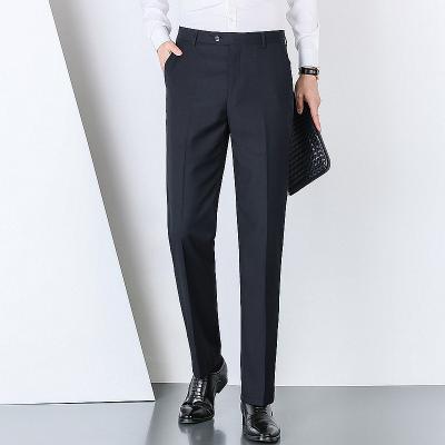 China New Slim Anti-wrinkle Men's Pants Stretch Trousers Sunmmer Classic Solid Color High Quality Business Casual Wear To Use Formal Suit Trousers for sale