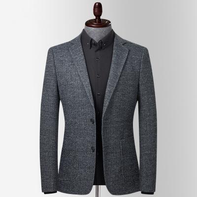 China Anti-Wrinkle Autumn And Winter Sleeve Long Single Breasted Simple Gray Slim Fit Men Full-Body Blazer for sale