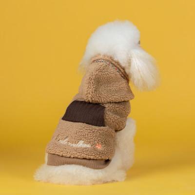 China Custom Stocked OEM Luxury Pet Dog Clothes Coat Fashion Lambswool Woolen Pet Clothes Hooded Dogs Jacket Deep Warm For Autumn Winter for sale