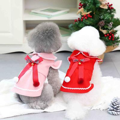 China Factory Stocked Christmas Pet Supplies Dog Apparel Wholesale Fashion Cute Wool Princess Pets Skirt Dogs Warm Dress For Autumn Winter for sale