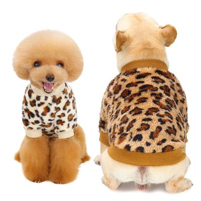 China Stocked Fashion Leopard Pet Clothes Dog Sweater Jacket Factory Wholesale Autumn And Winter Fleece Double Sided Pets Coat Dogs Apparel for sale