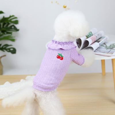 China Stocked In Running Supply Pet Apparel Dog Clothes Soft Soft Skin-Friendly Fabric And Cute Lace Collar Dogs T-Shirt Sweater For Puppy for sale