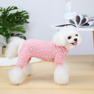 China Wholesale Puppy Printing Stretch Cotton Pet Clothes Small Medium Style Dog Pajamas Simple Stocked Overalls For Autumn Winter for sale