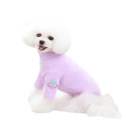 China Factory Stocked Wholesale Cheap Pet Apparel Dog Clothes Cotton Candy Solid Color Soft Cute Soft Dogs Basing T-shirt Puppy Teddy for sale