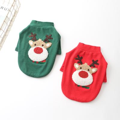 China Stocked High Quality Christmas Pet Clothes Dog Sweater T-shirt Soft 100% Cotton Fashion Dogs Apparel For Autumn And Winter Wholesale for sale