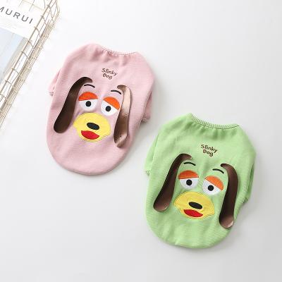 China New Stocked 2022 Springs Pet Dog Clothes Soft 100% Cotton Threaded Elastic Dogs T-shirt Sweater Pet Fabric Custom OEM Wholesale for sale