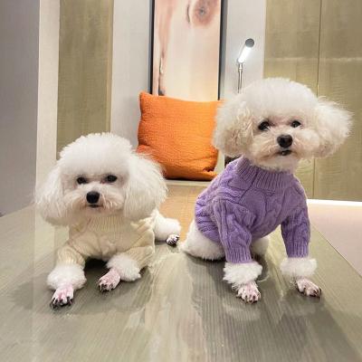 China Viable High Quality Pet Clothes Simple Design Wool Twist Sweaters Warm Dog Sweater Coat For Autumn And Winter Wholesale for sale