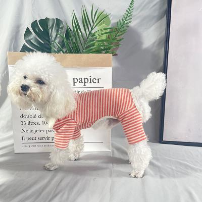 China New Design Sustainable Pet Product Dog Clothes Fashion Cotton Handsome Gently Striped Dog Pajamas Home Wear Sweater Quadruped Wholesale for sale