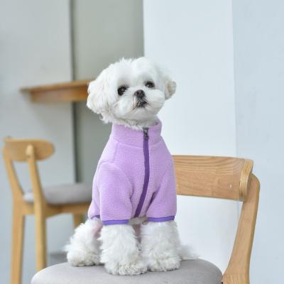 China New Design Sustainable Pet Product Dog Clothes Fashion Candy Color Fleece Dogs Sweater Jacket Autumn And Winter Pets Coats Wholesale for sale