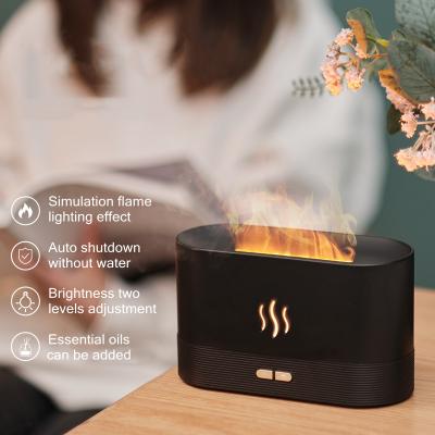 China Home Office Gift 180ML USB Ultrasonic Humidifier Household Essential Oil Diffuser Simulation Flame Ultrasonic Air Freshener Diffuser for sale