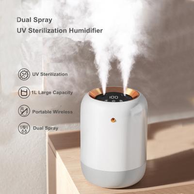 China 1000ML Hotel Air Aromatherapy Humidifier Water Mist Maker Heavy Mist Diffuser Dual Chargeable Mist Diffuser Ultrasonic USB Aroma Humidifiers for sale