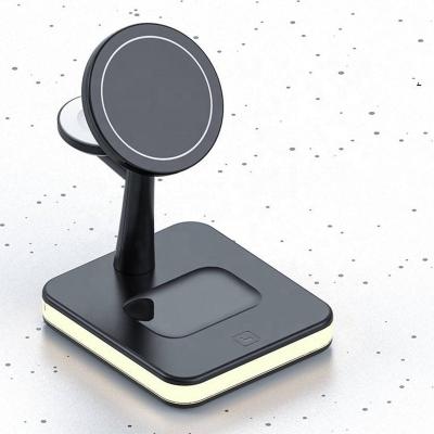 China All Devices Magnetic 15W Phone Stand Lamp Qi-Enabled Charging Wireless Charger 3 In One Foldable 1 For Apple iPhone iwatch for sale