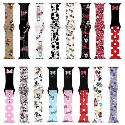 China Cartoon Silicone Adjustable Strap 38/40 41 42/44 45mm Smart Mickey Minnie Series 6 Watch Strap For 7 iwatch Apple Watchband Strap for sale