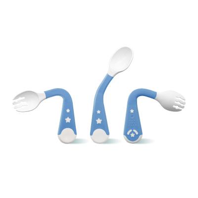 China BPA Free Children's Tableware Set 2 Pieces Gift Silica Gel Portable Baby Fork Spoon Wholesale for sale