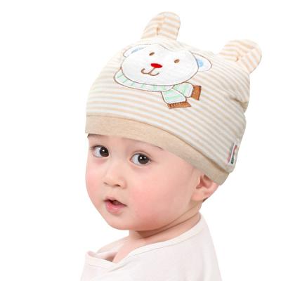 China Baby cartoon striped hat for newborn baby 0-3 months spring and autumn winter first pure cotton blanket hatt for sale