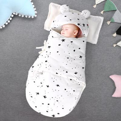 China Folded Baby Blanket Set Baby Wrap Wrap With Headband Newborn Sleep Bags Cotton Infant Blankets for sale