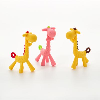 China Soft Chew Toy Giraffe Silicone Infant Baby Teether Bpa Free Silicone Baby Toy for sale