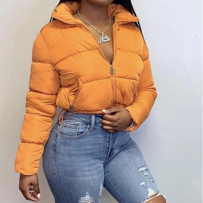 China Fashion Sale Winter Women Solid Color Clothes Breathable Shorts Bubble Coat Ladies Long Sleeve Stand Collar Puff Jackets for sale