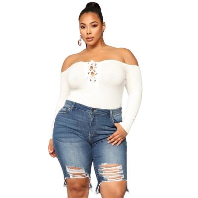 China Up-to-date denim plus size clothing waterproof holes top shorts women's summer jeans for ladies jeans short pants for sale