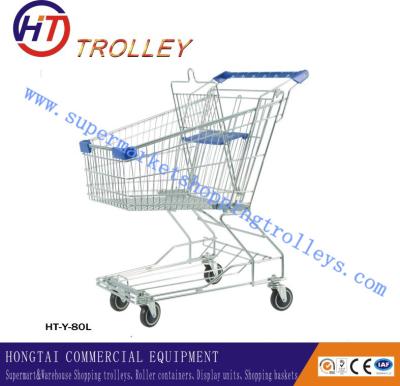 China Asia Style Steel Metal Shopping Trolley 80L Of Capacity Plating Zinc for sale