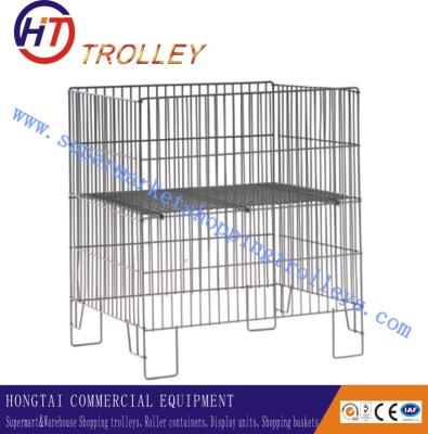 China Standard Flolding Wire Dump Bins For Supermarket / Warehouse 800x800x800mm for sale