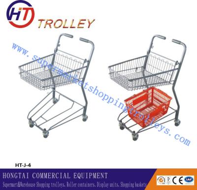 China Heavy Duty 4 Wheeled Metal Shopping Basket Trolley Japanese Style 50L for sale