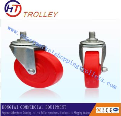 China Supermarket Shopping Trolley Spare Parts Red Castor Without Bearing for sale