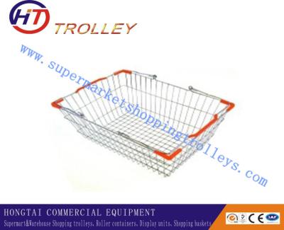 China Custom Handling Carry Steel Metal Supermarket Shopping Basket 20 Liter for sale