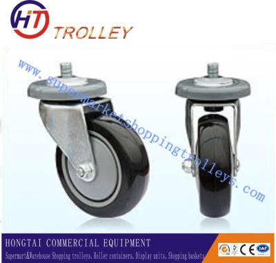 China PU Castors Of Shopping Trolley Spare Parts With Double Bearings for sale