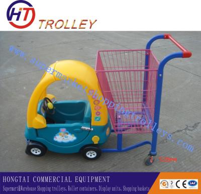 China Lovely Plastic Basket Shopping Cart For Kids  , Unfolding Baby shopping Trolley for sale