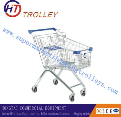 China Four - Wheeled 100 Liters Retail Wire Shopping Trolley With Baby Chair for sale