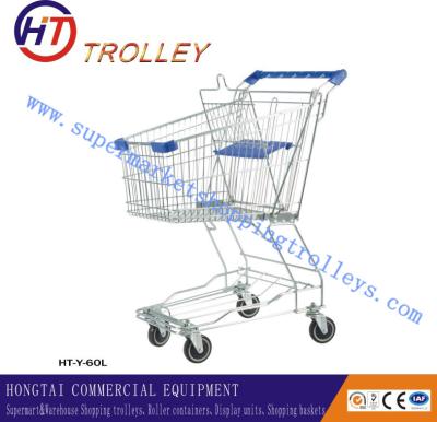 China Asian Style Steel Wire Retail Shopping Trolley With Wheels , Wire Shopping Carts for sale