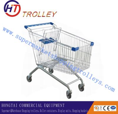 China Unfoldable Zinc Plated Four Wheels Shopping Cart / Trolleys Steel Wire 180L for sale