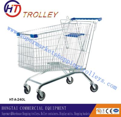 China Large 240L Zinc Plated Anti - static Steel Basket Shopping Cart Unfolded For Airport for sale