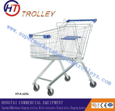 China Large Galvanized Handling Supermarket Grocery Shopping Cart Chrome Plated for sale