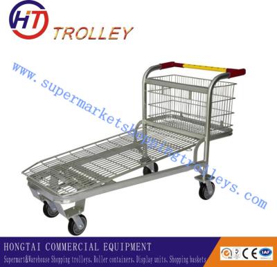 China Steel Metal Shopping Hand Trolleys For Warehouse , Collapsible Rolling Cart for sale